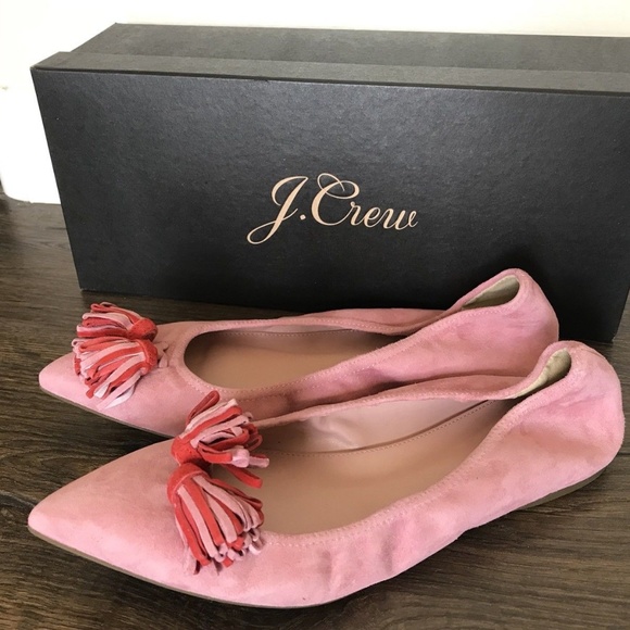 J.CREW NWT Pink Lottie Tassel Flats SUEDE LEATHER - Picture 7 of 9